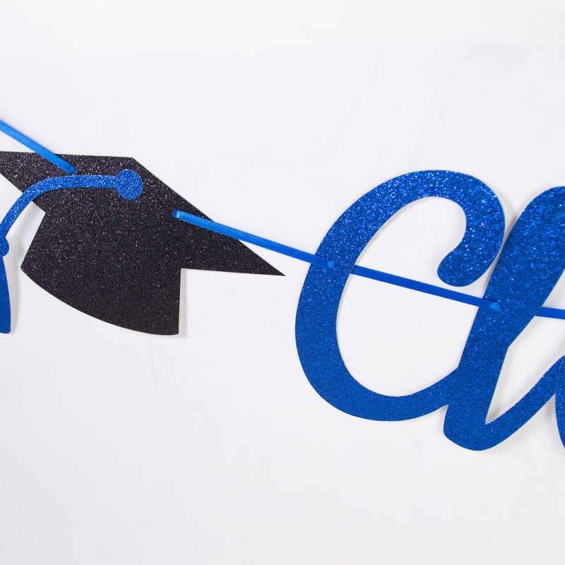 Gexolenu Blue We are So Proud of You, Class of 2025 Graduation Theme Party Decoration Banner, Congrats Grad Banner, Black Glitter Graduation Banner, 2025 Black Congratulations Grad Party Decorations - Image 4